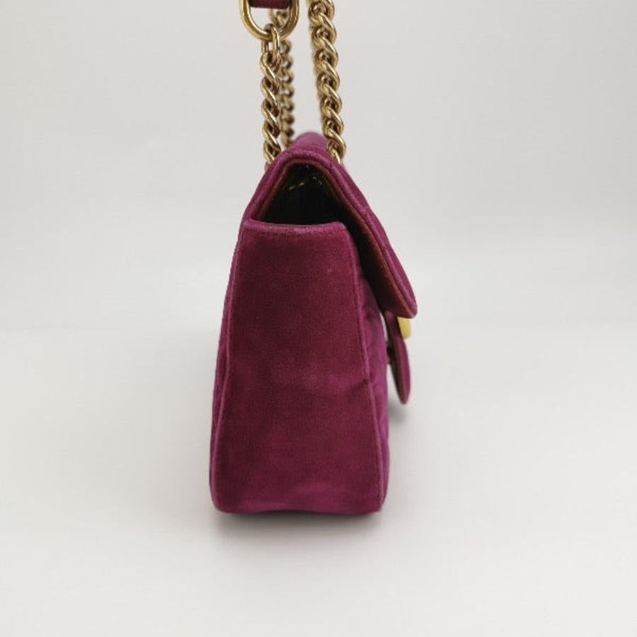 Women's Gucci Marmont Small Flap Pink Velvet Handbag For Sale