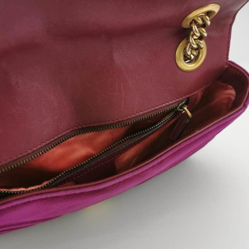 Gucci Marmont Small Flap Pink Velvet Handbag For Sale 1
