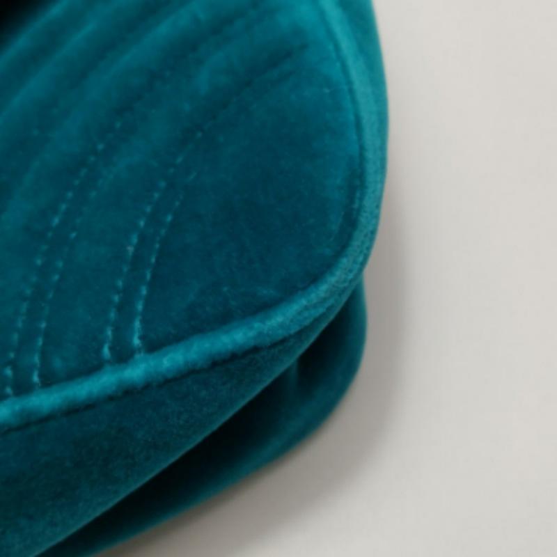 Gucci Marmont Small Flap Turquoise Blue Velvet Handbag For Sale 11