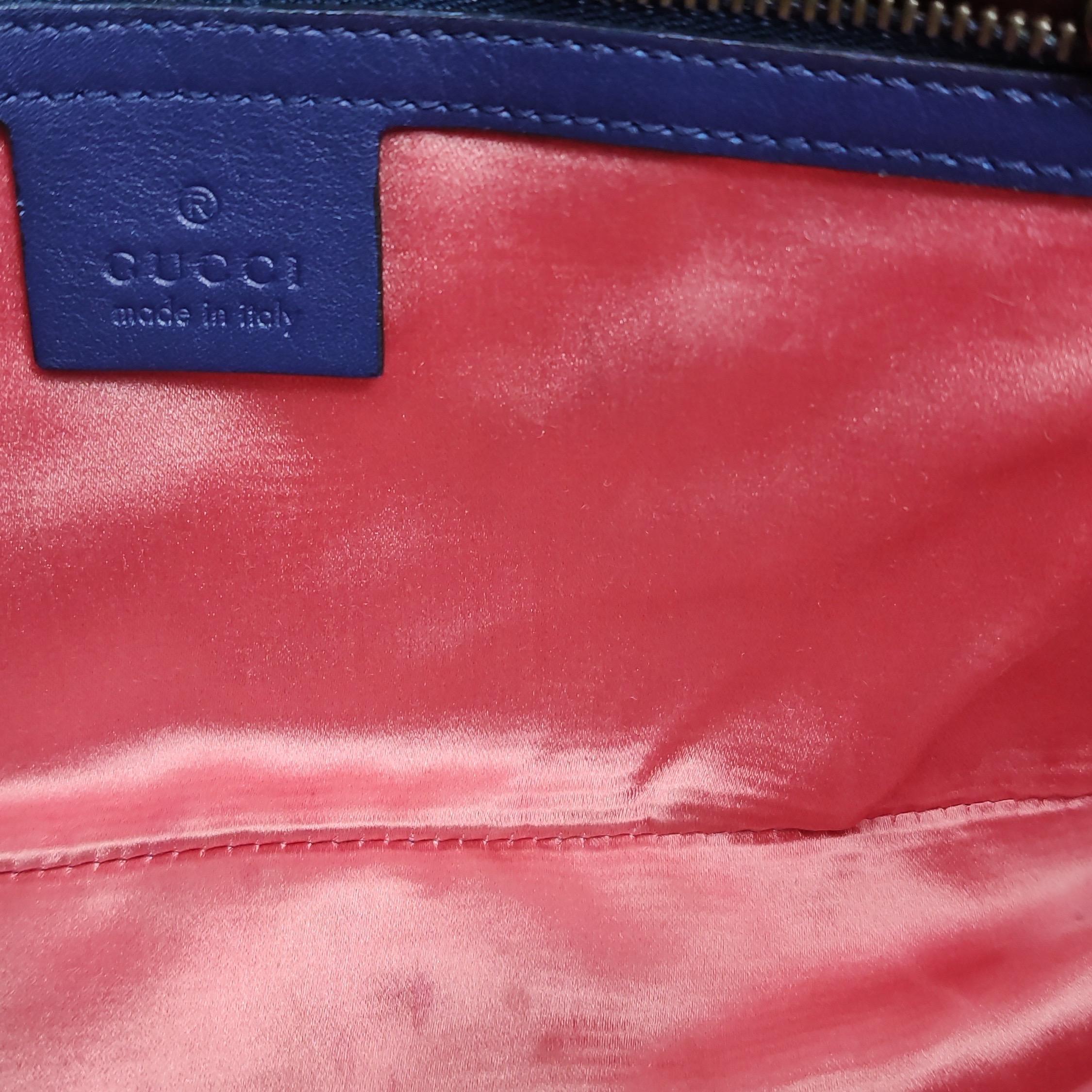 Gucci Marmont Small Flap Turquoise Navy Velvet Handbag For Sale 4