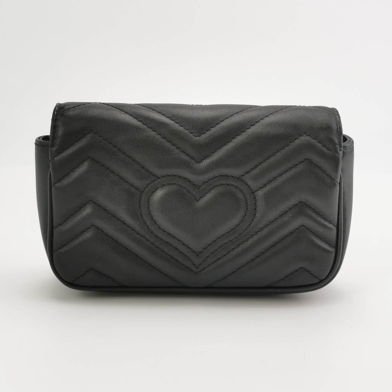 Gucci Marmont Super Mini Flap Leather Bag Black Leather 1