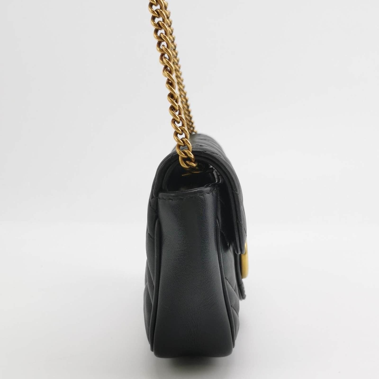 Gucci Marmont Super Mini Flap Leather Bag Black Leather 2