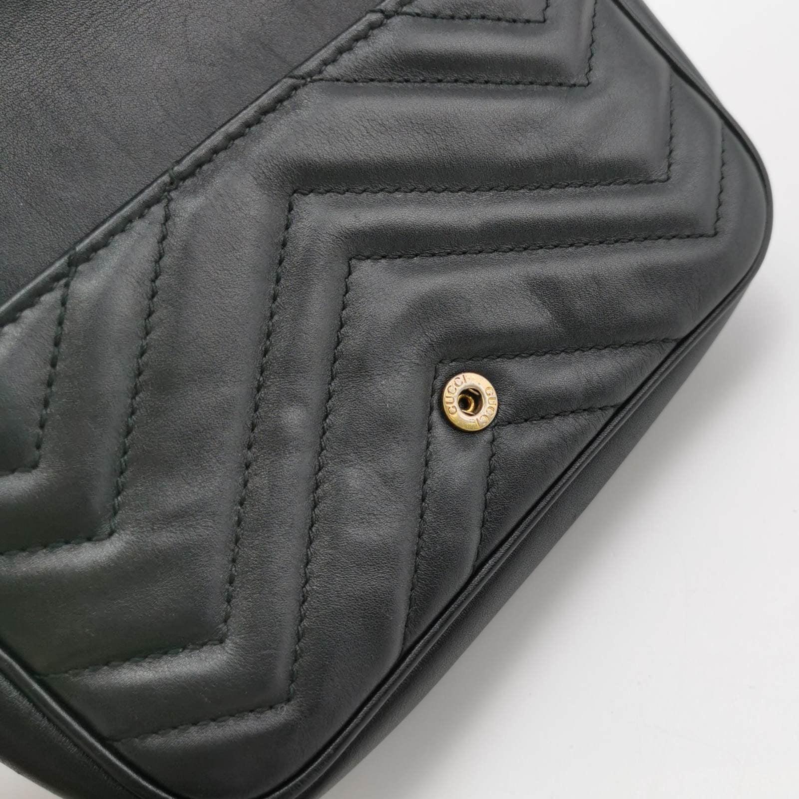 Gucci Marmont Super Mini Flap Leather Bag Black Leather 3