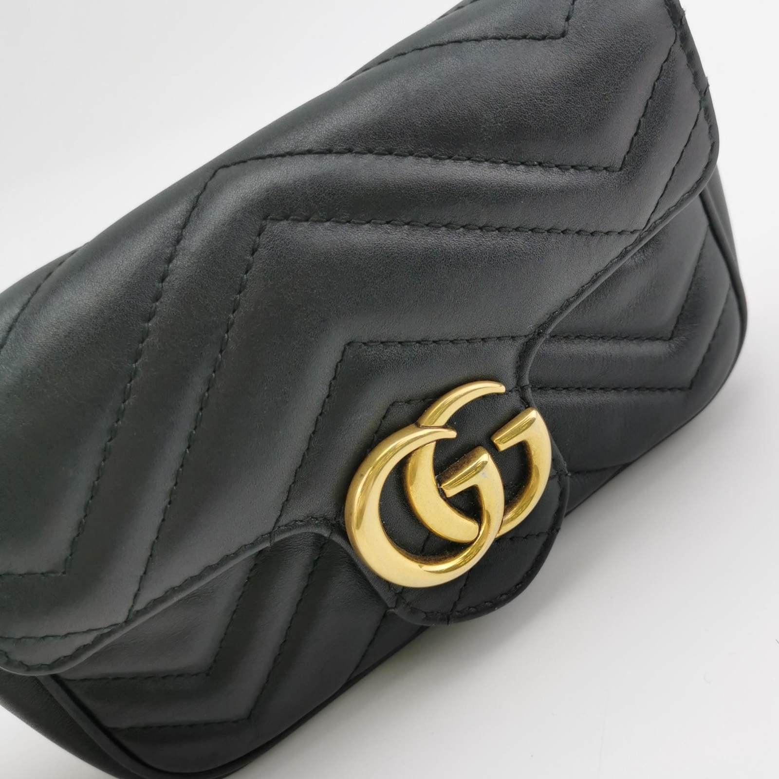 Gucci Marmont Super Mini Flap Leather Bag Black Leather 4