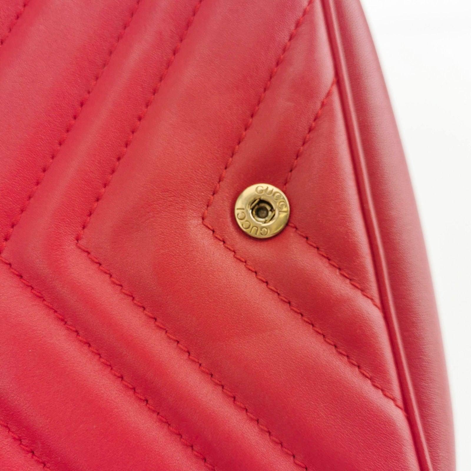 Gucci Marmont Super Mini Flap Leather Bag Red Leather For Sale 7