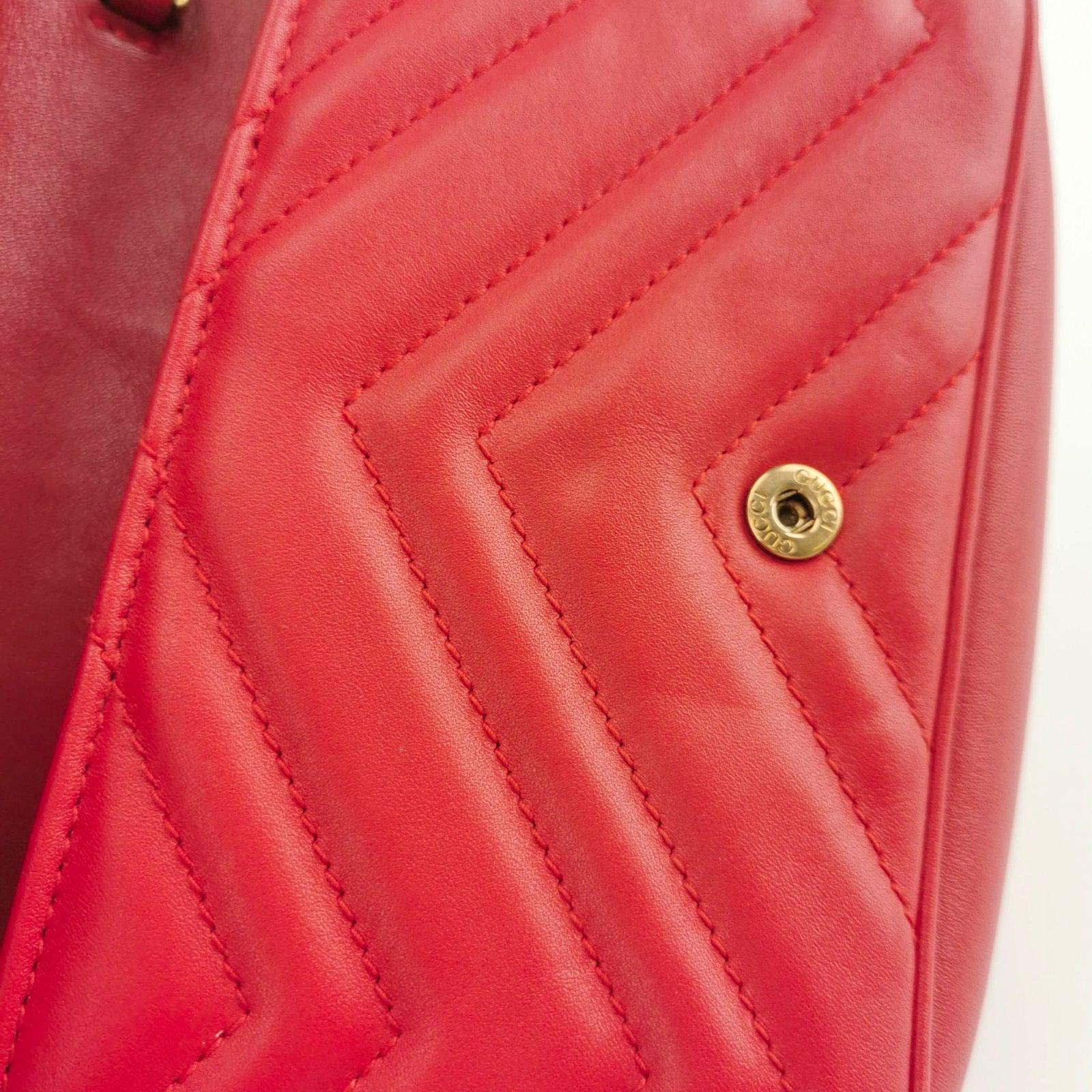 Gucci Marmont Super Mini Flap Leather Bag Red Leather For Sale 9