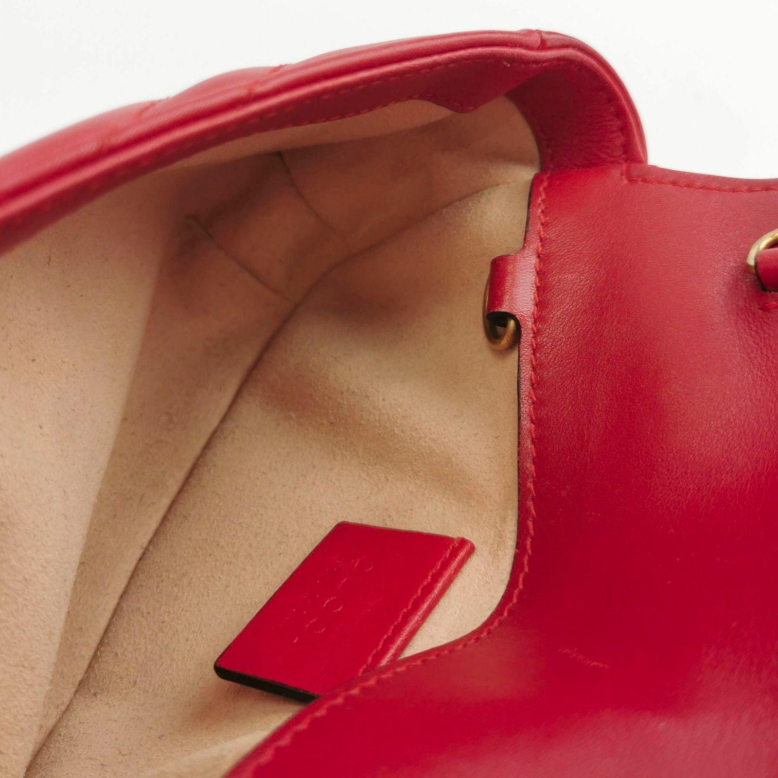Gucci Marmont Super Mini Flap Leather Bag Red Leather For Sale 5