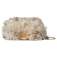 Gucci Marmont Super Mini Shearling Bag in White