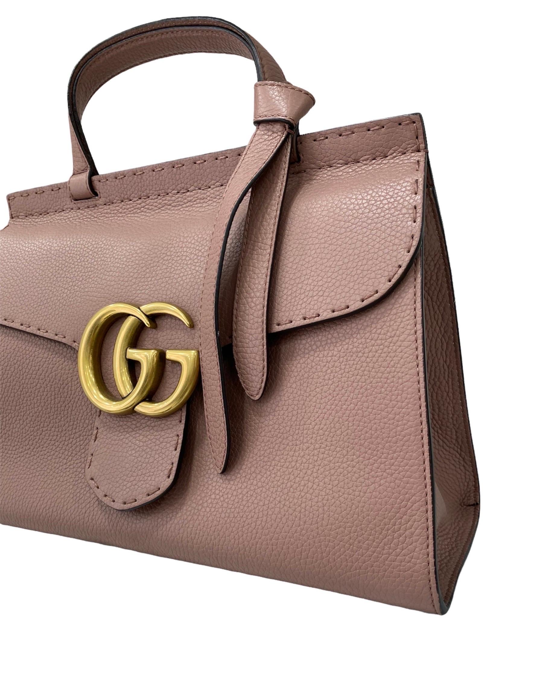 Gucci Marmont Top Handle Tasche Rosa (Braun)