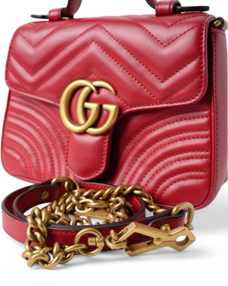 Gucci Marmont Top Handle Small Red For Sale 5