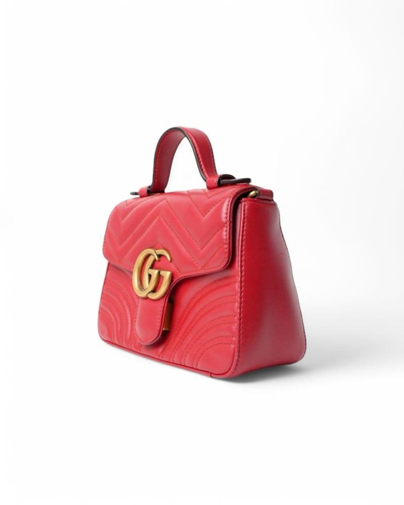 Pink Gucci Marmont Top Handle Small Red For Sale