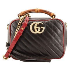 Gucci Marmont Torchon Bamboo Camera Bag Diagonal Quilted Leather Small