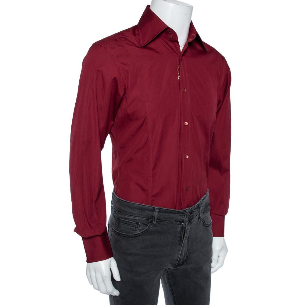 Red Gucci Maroon Cotton Button Front Shirt M For Sale