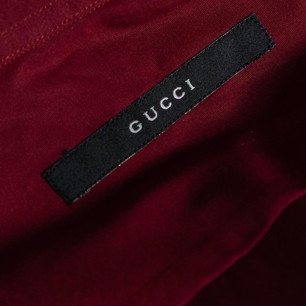 Gucci Maroon Cotton Button Front Shirt M For Sale 1