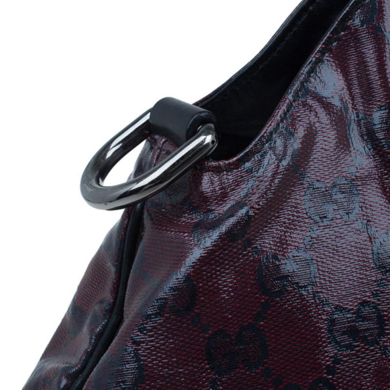 Gucci Maroon Crystal Monogram Large Hysteria Top Handle Bag 3