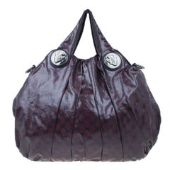 Gucci Maroon Crystal Monogram Large Hysteria Top Handle Bag