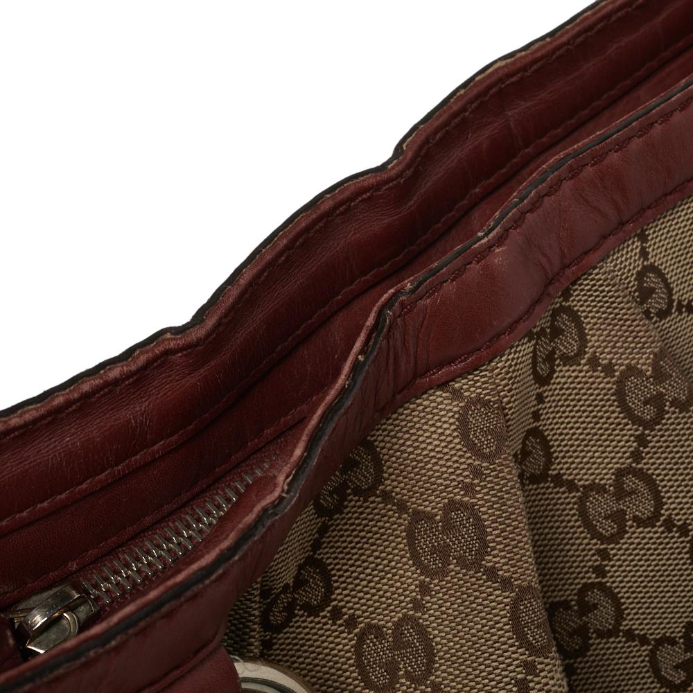 Women's Gucci Maroon/Ebony GG Canvas Medium Sukey Messenger Bag