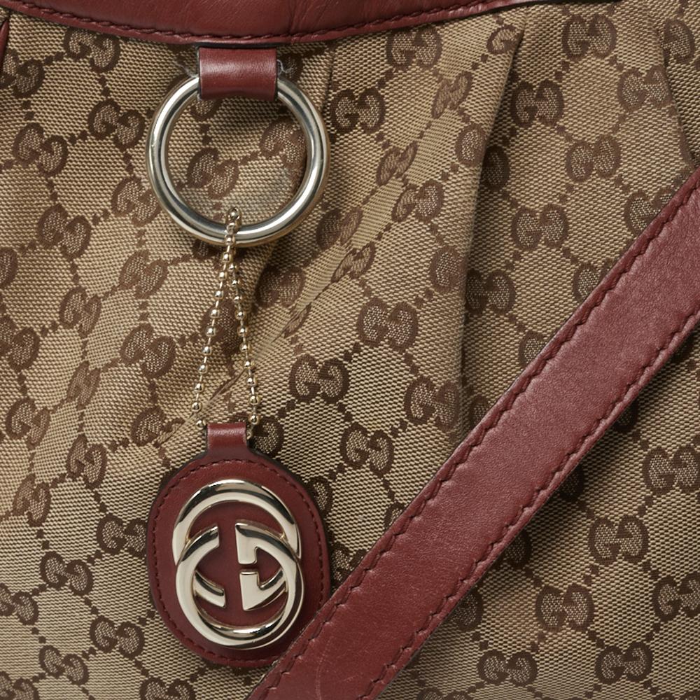 Gucci Maroon/Ebony GG Canvas Medium Sukey Messenger Bag 2