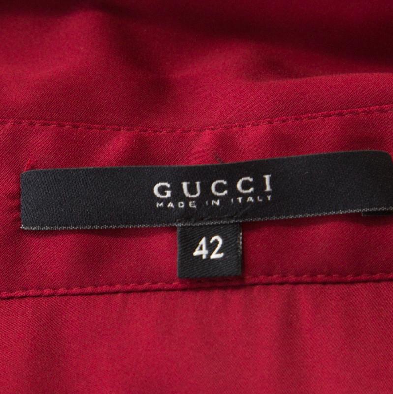 Women's Gucci Maroon Front Tie Detail Short Sleeve Dress M