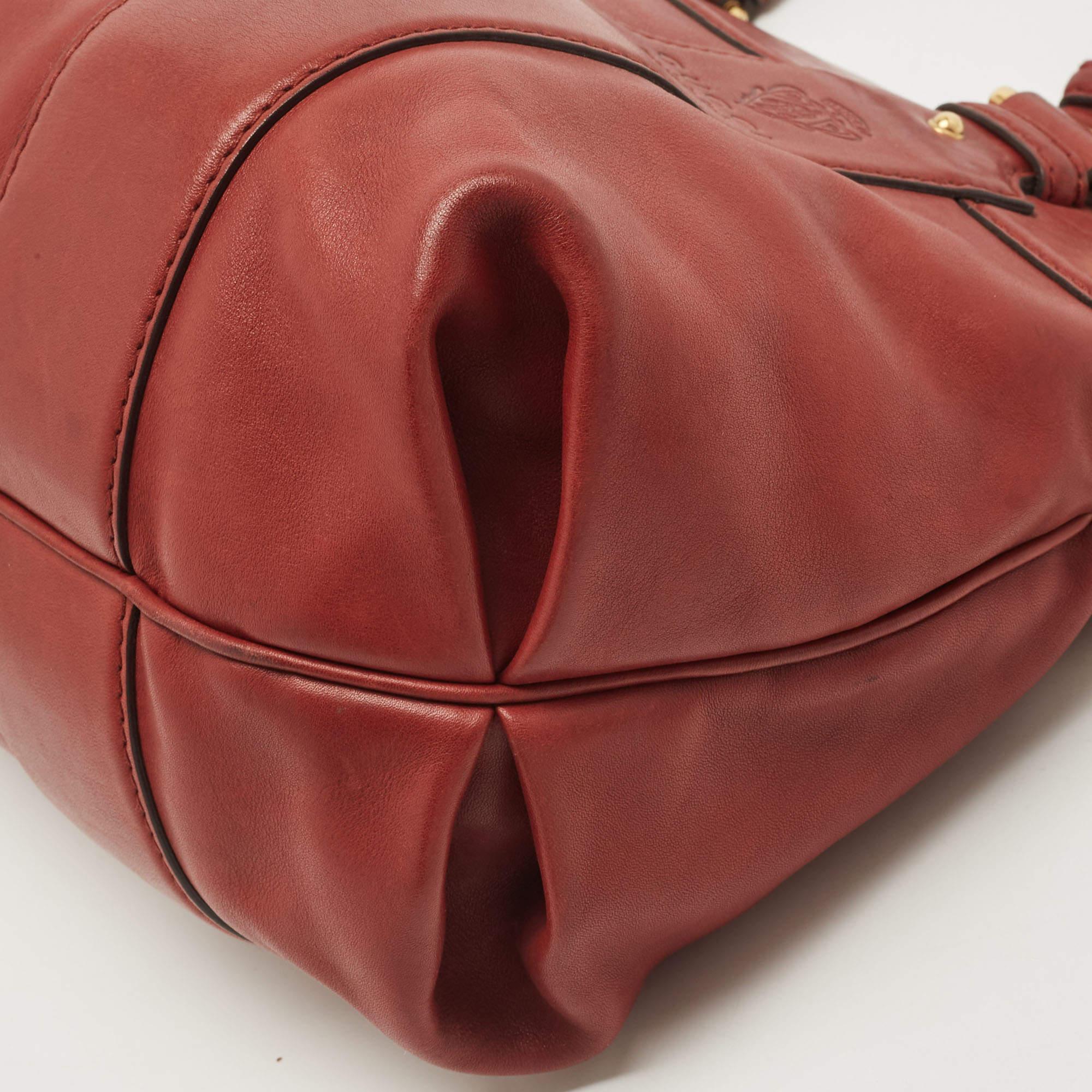 Gucci Maroon Leather and Fur Smilla Tote For Sale 13