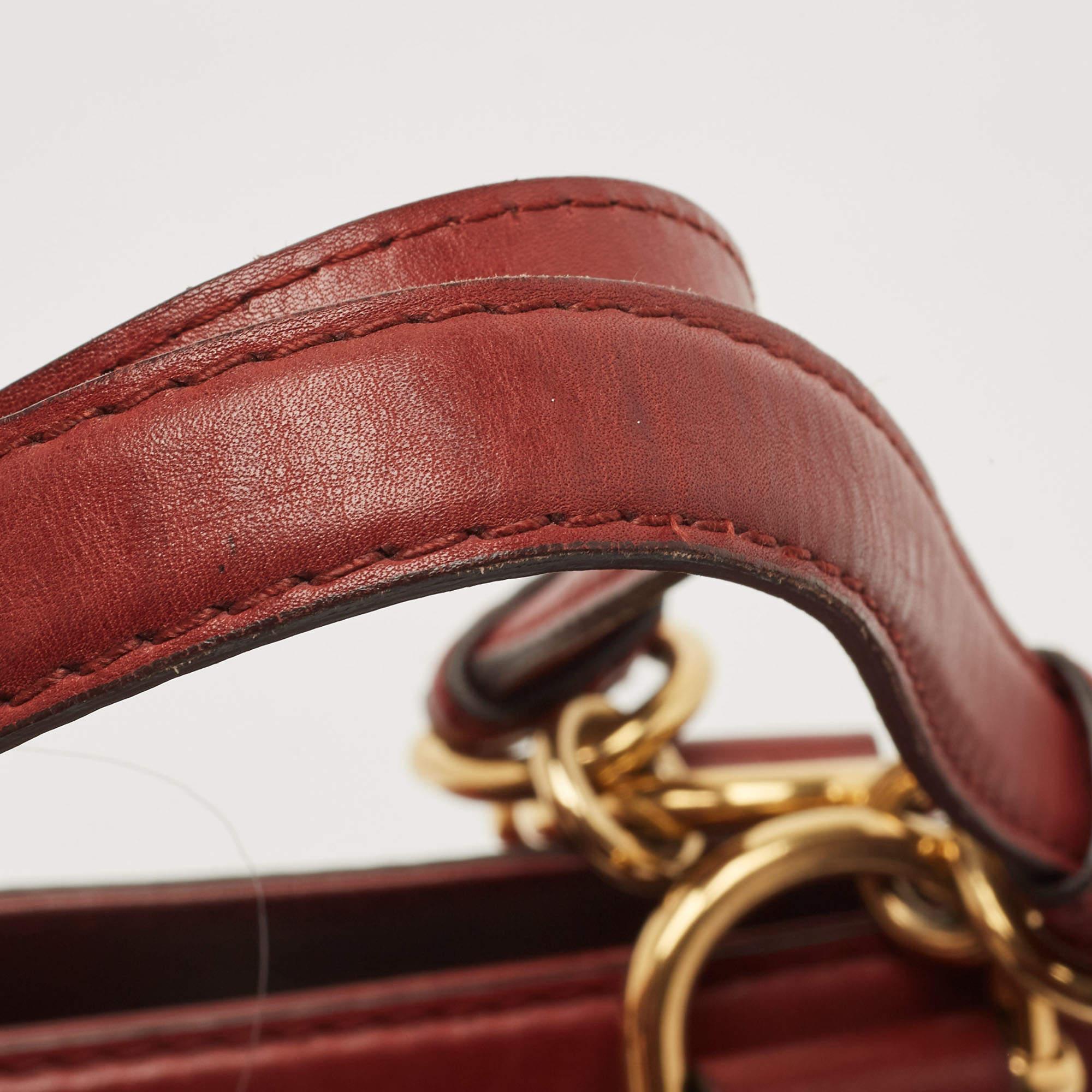 Gucci Maroon Leather and Fur Smilla Tote 1