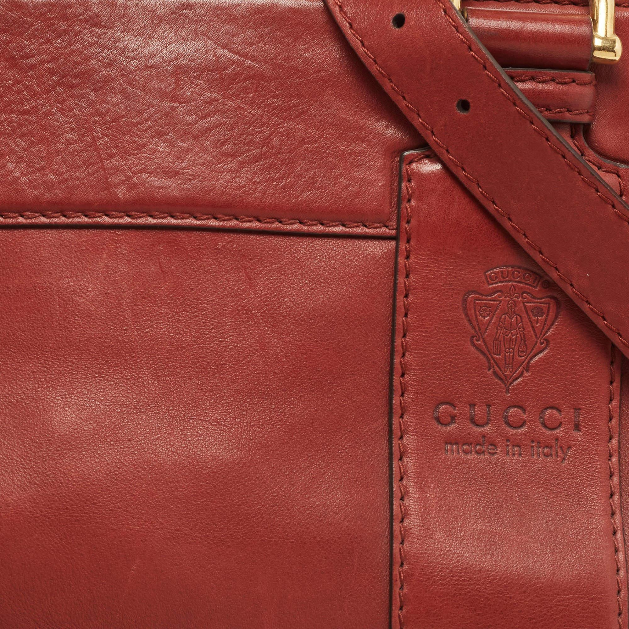 Gucci Maroon Leather and Fur Smilla Tote For Sale 2