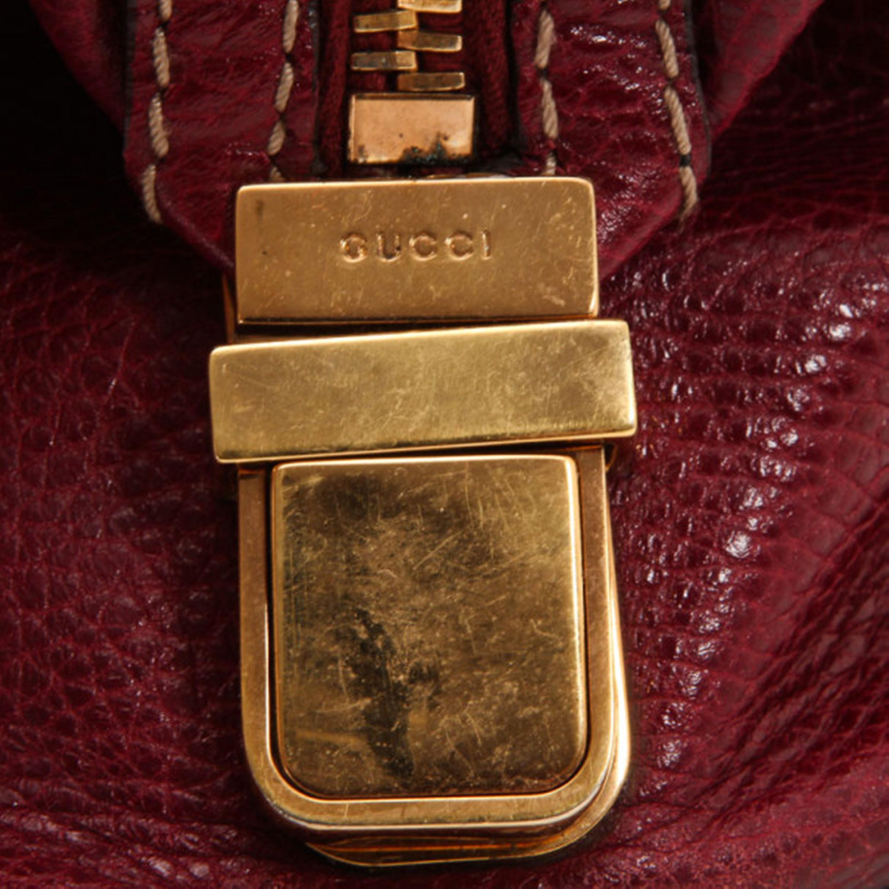 Gucci Maroon Leather Aviatrix Medium Boston Satchel 8