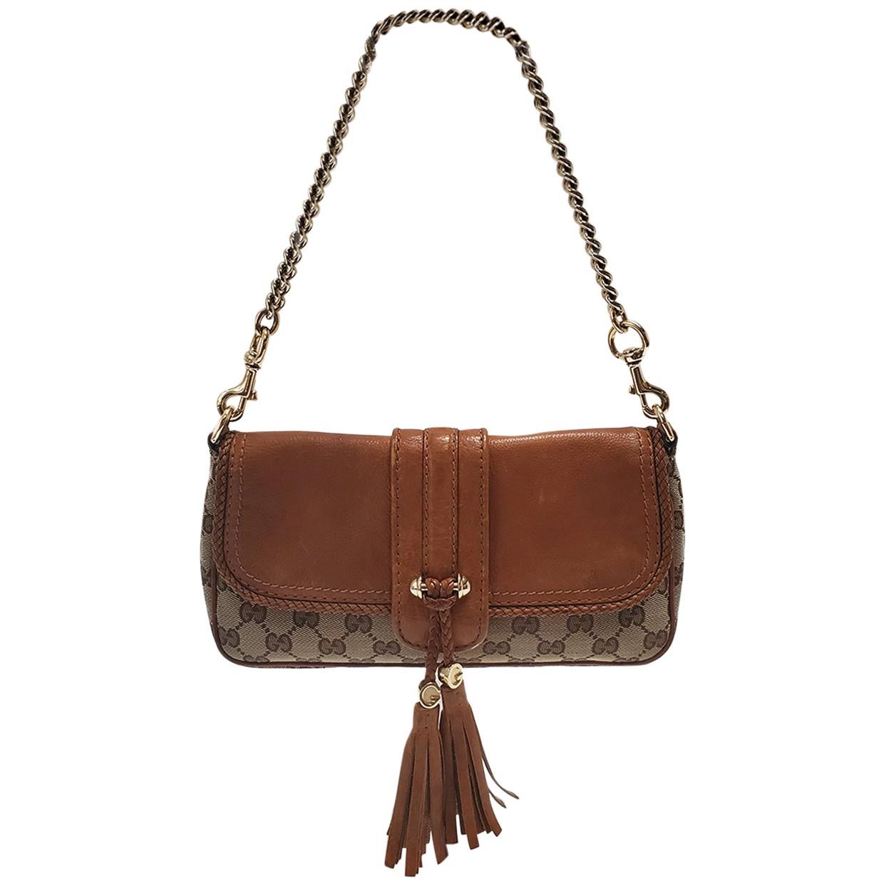 Gucci Marrakech Brown GG Canvas Evening Bag For Sale