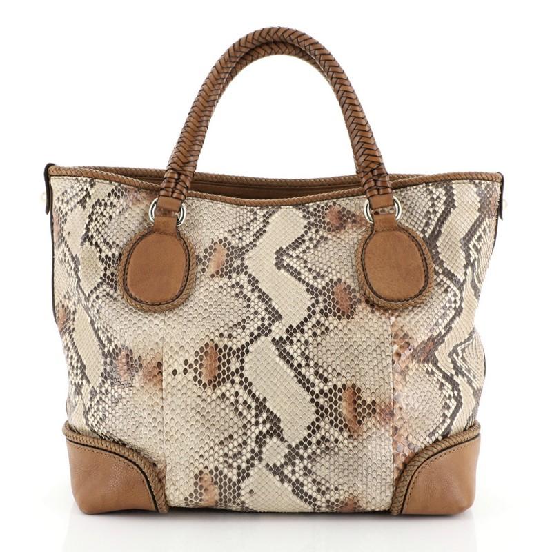 Brown Gucci Marrakech Tote Python Medium