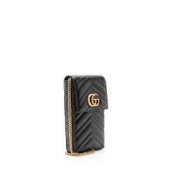 Gucci Matelasse Leather GG Marmont Flap Phone Crossbody