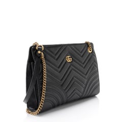 Gucci Matelasse Leather GG Marmont Medium Slim Open Shoulder Bag