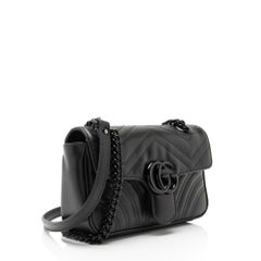 Gucci Matelasse Leather GG Marmont Monochrome Small Flap Bag