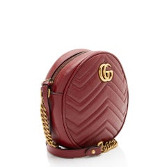 Gucci Matelasse Leather GG Marmont Round Mini Shoulder Bag