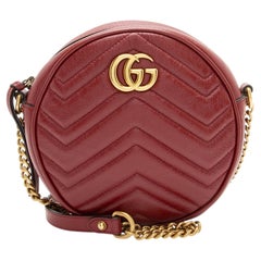 Gucci Matelasse Leather GG Marmont Round Mini Shoulder Bag