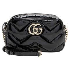 Gucci Matelasse Patent Leather Padded GG Marmont Small Camera Bag