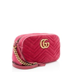 Gucci Matelasse Velvet GG Marmont Small Camera Bag