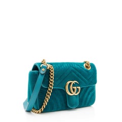 Gucci Matelasse Velvet GG Marmont Small Flap Bag