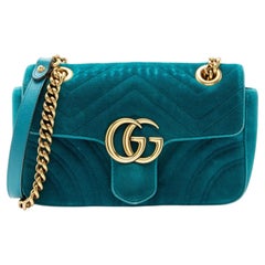 Gucci Matelasse Velvet GG Marmont Small Flap Bag