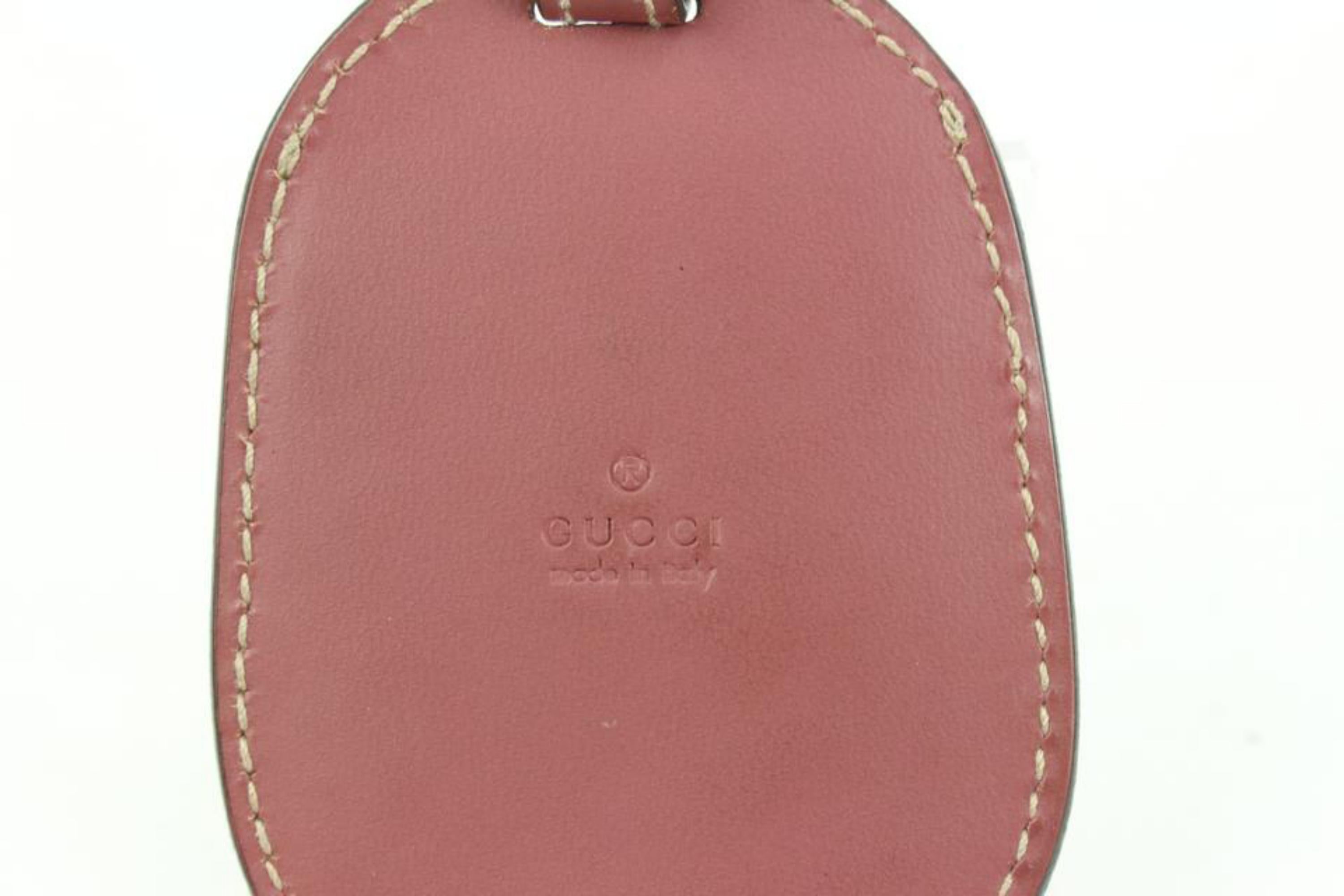 Marron Gucci - Breloque de sac à main clochette en cuir mauve avec étiquette de bagage 20g427 en vente