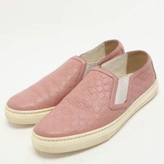 Gucci Mauve Microguccissima Leather Slip On Sneakers Size 37.5
