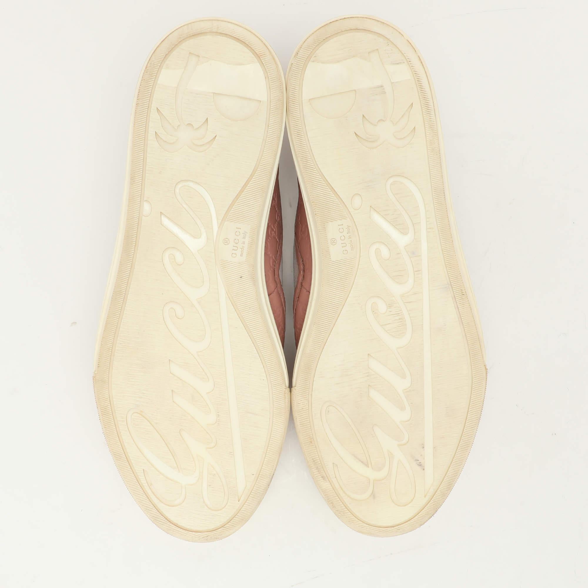 Gucci, scarpe da ginnastica in pelle microgucciata color malva, misura 37,5 in vendita 1
