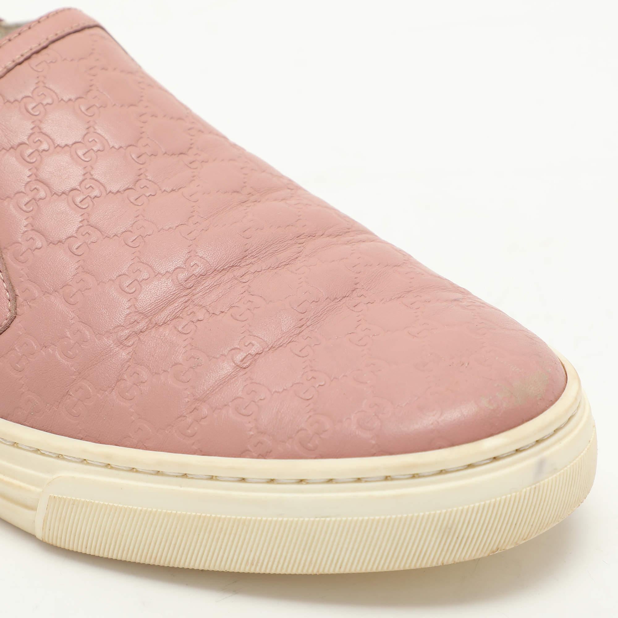 Gucci, scarpe da ginnastica in pelle microgucciata color malva, misura 37,5 in vendita 2