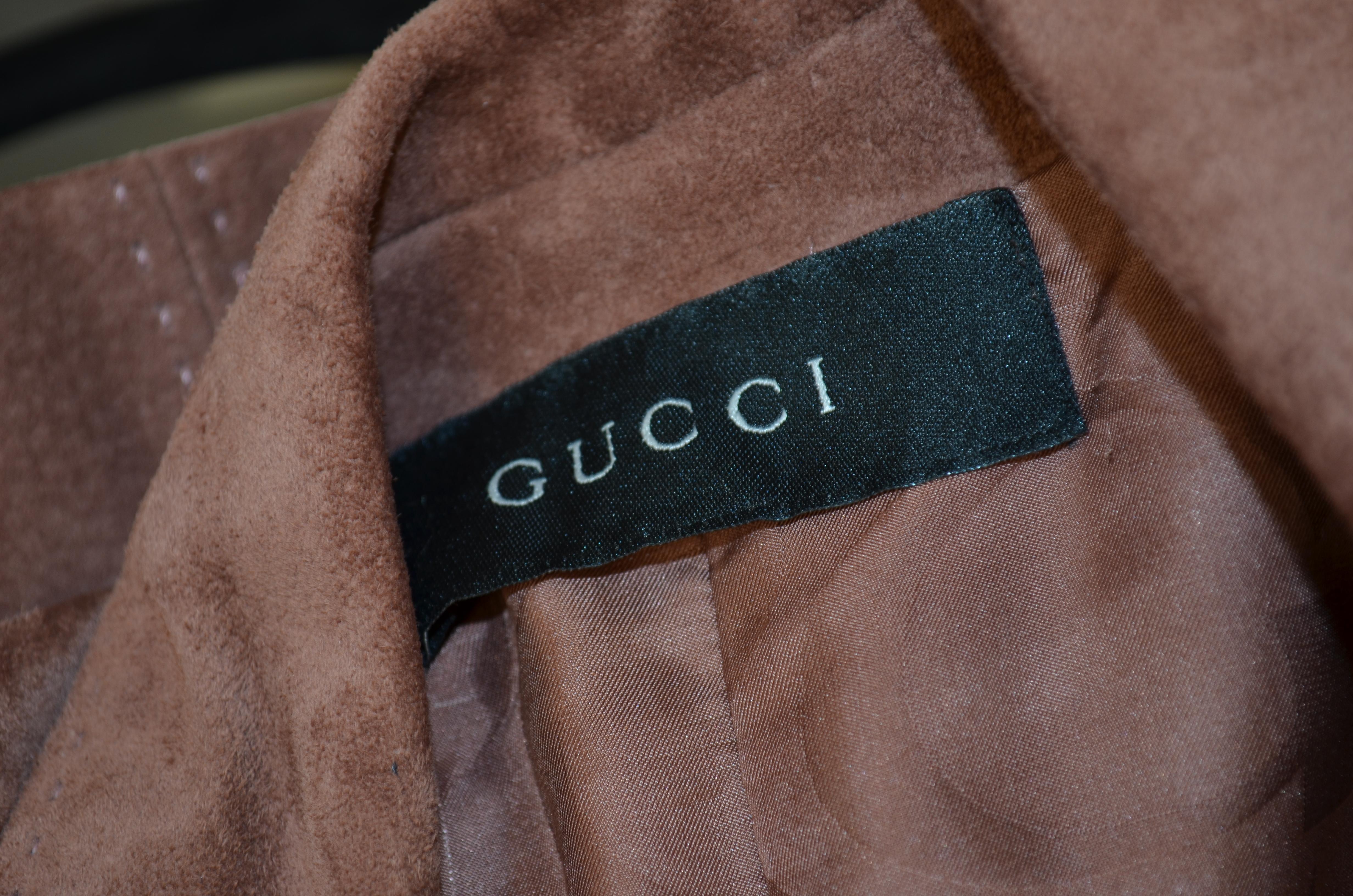 Gucci Mauve Suede Leather Jacket In Excellent Condition In Carmel, CA