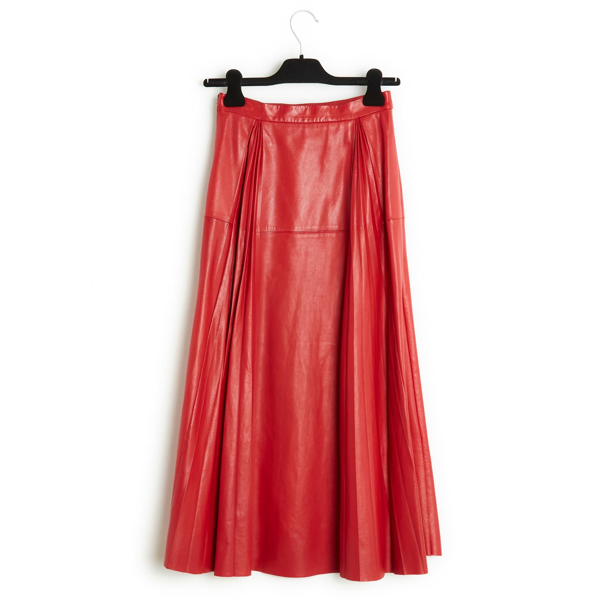 Gucci Maxi Skirt FR36 Soft Red Leather 3