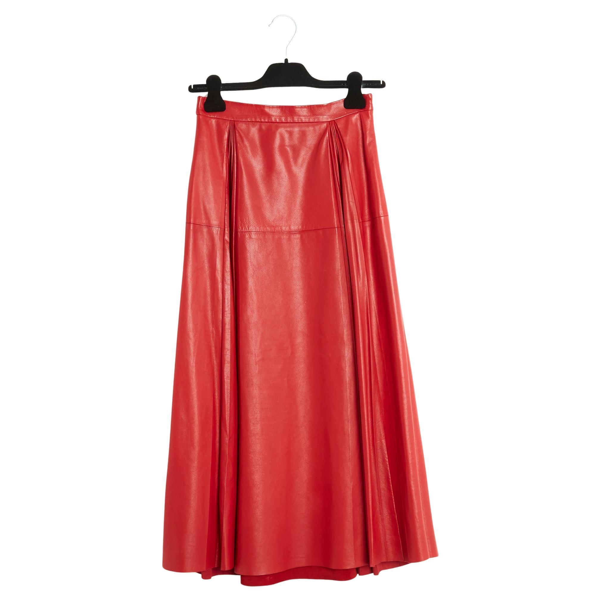 Gucci Maxi Skirt FR36 Soft Red Leather