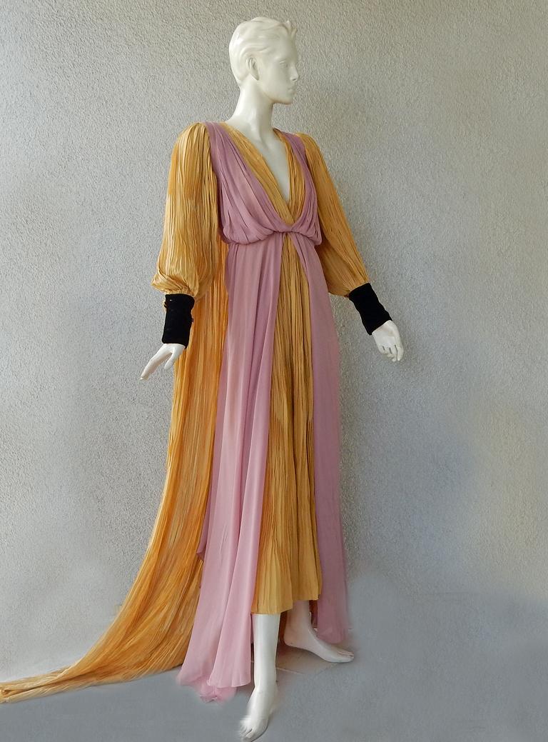 Gucci Medieval-Inspired Silk Handkerchief Hem Dress Gown In New Condition For Sale In Los Angeles, CA
