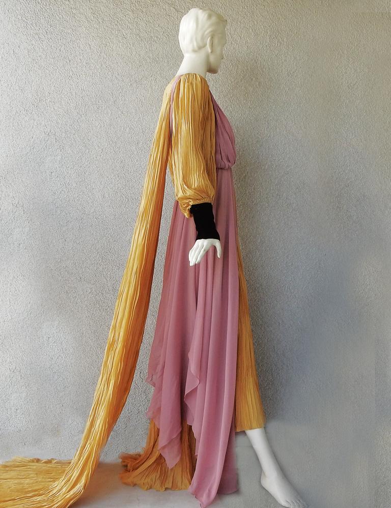 Gucci Medieval-Inspired Silk Handkerchief Hem Dress Gown For Sale 3
