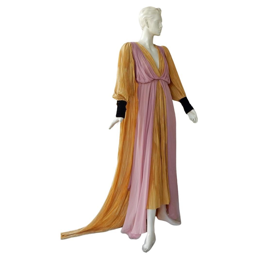 Gucci Medieval-Inspired Silk Handkerchief Hem Dress Gown