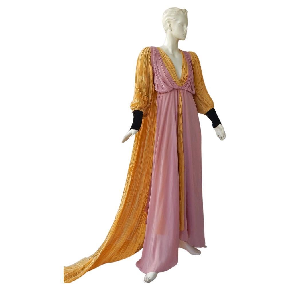 Gucci Medieval-Inspired Silk Handkerchief Hem Dress Gown For Sale