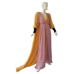 Gucci Medieval-Inspired Silk Handkerchief Hem Dress Gown